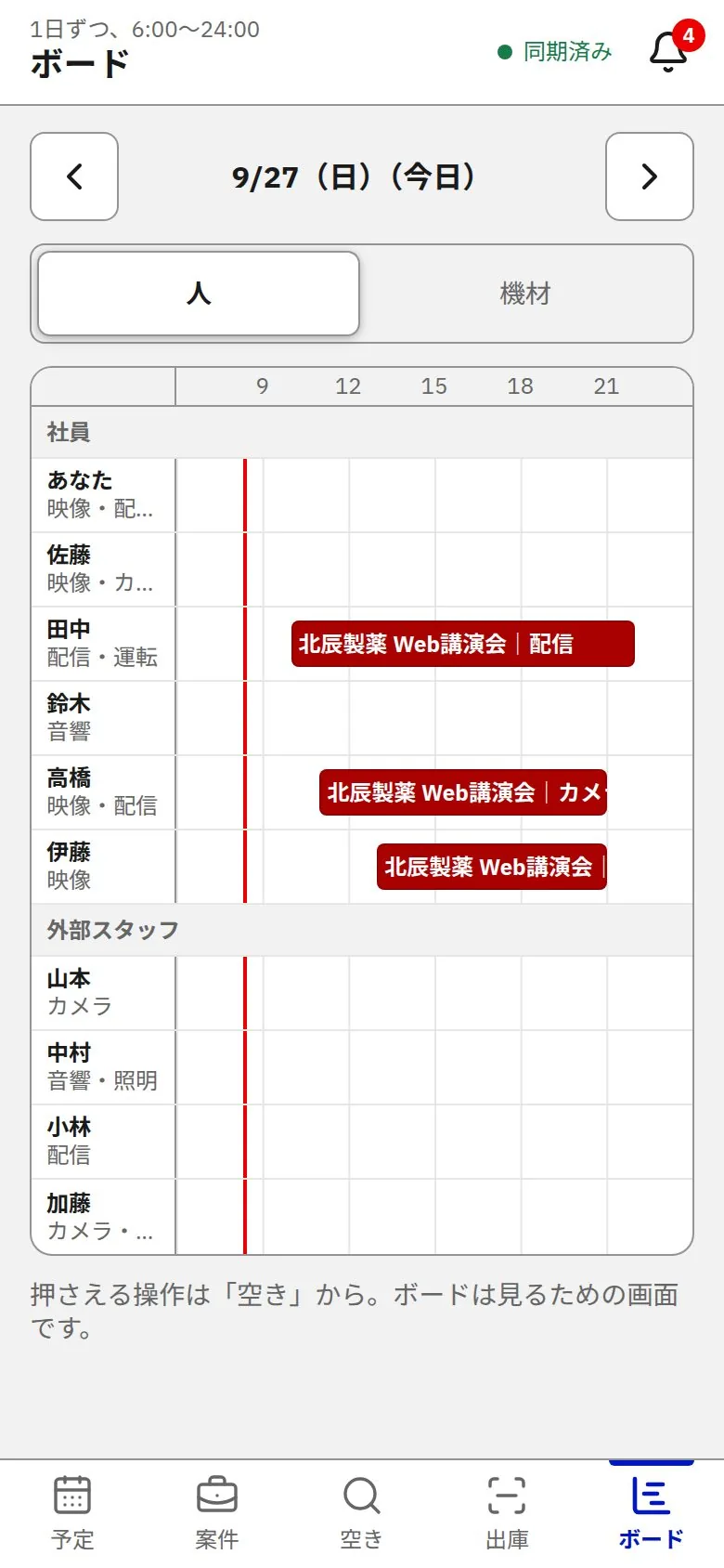 スマホ版のボード(開発中)